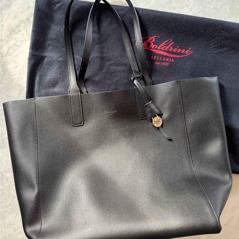 NWOT- Boldrini Black Leather Tote Bag